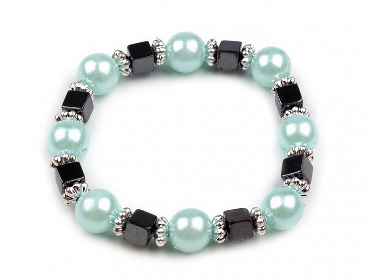 Elastic bracelet of plastic round beads