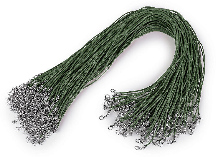 Voskovaná šňůrka s karabinkou délka 45 cm