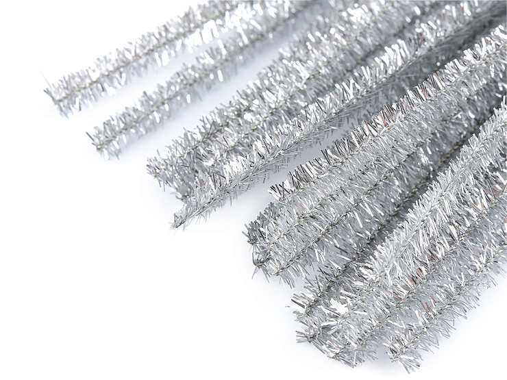 Fuzzy Chenille Wire Sticks with lurex Ø6 mm, length 30 cm