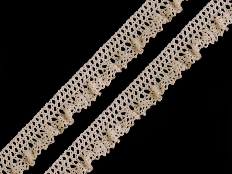 Ribete de encaje elástico de bolillos de algodón, ancho 15 mm