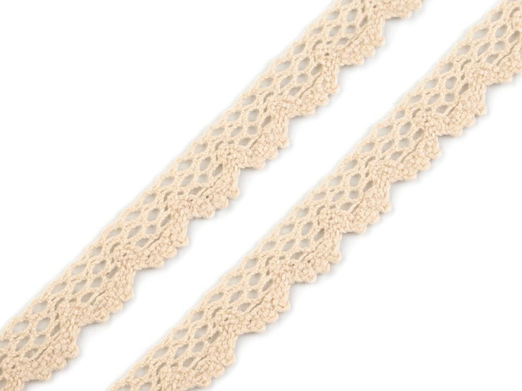 Ribete de encaje de bolillos de algodón, ancho 14 mm 