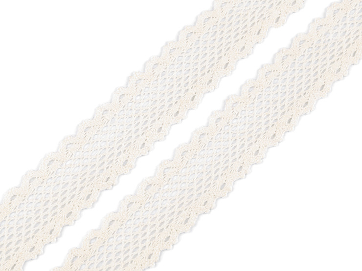 Encaje de bolillos de algodón, ancho 34 mm