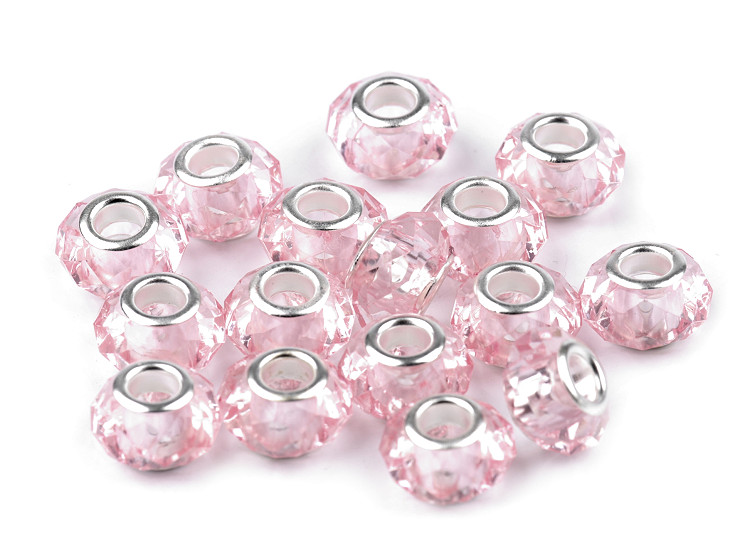 Perles à facettes translucides en plastique, 14,5 x 9 mm