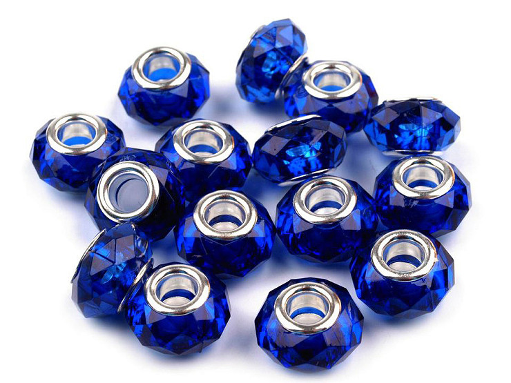 Perles à facettes translucides en plastique, 14,5 x 9 mm