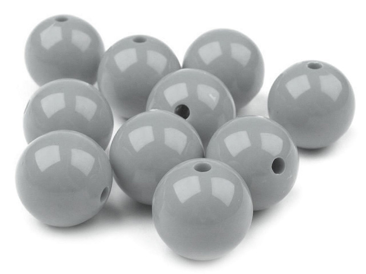 Perles rondes de couleur en plastique, Ø 20 mm