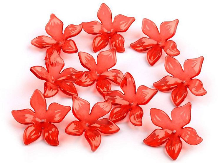 Perles Fleurs en plastique transparent, Ø 25-29 mm