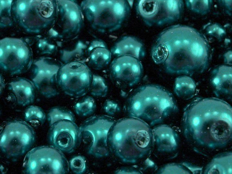 Perles rondes en verre imitation perles, mélange de tailles, environ Ø 4 à 12 mm