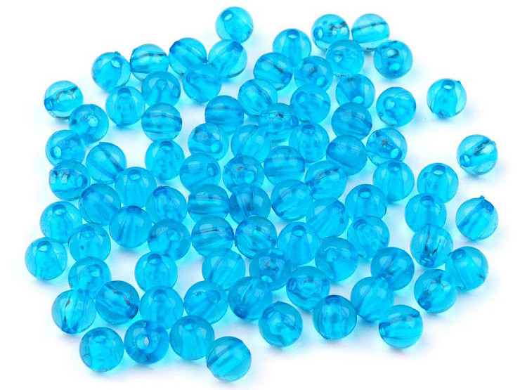Perline tonde in plastica, Ø 6 mm, colore: trasparente 