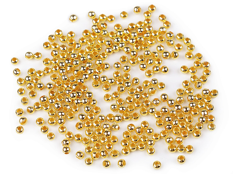 Perles rondes en métal, Ø 3 mm
