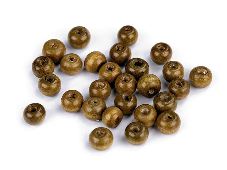 Perline tonde, in legno, Ø 8-9 mm