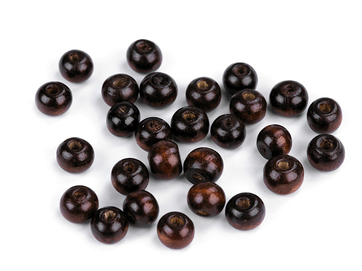 Perles rondes en bois, Ø 8-9 mm