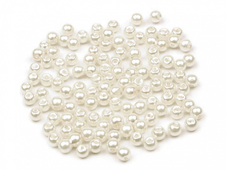 Perle sticlă lucioase, Ø4 mm