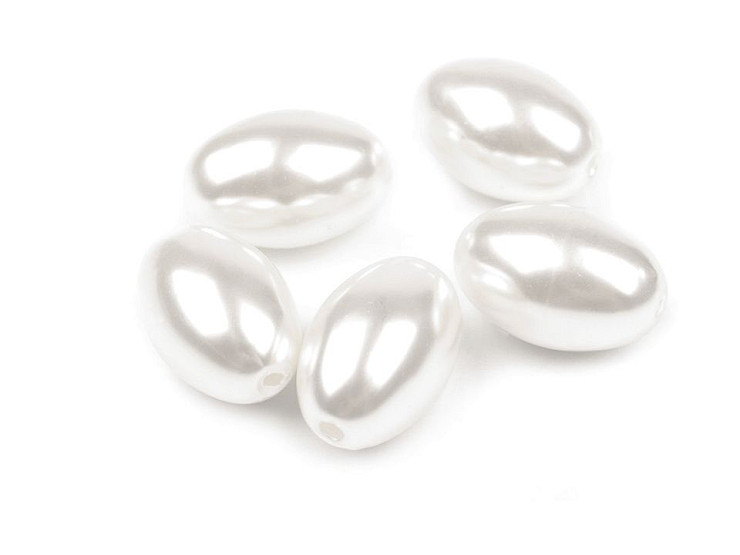 Plastic Imitation Pearl Beads Glance 12x18 mm Olive