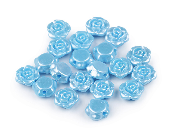 Plastové voskové koráliky / perly ružička s prievlakom Ø13 mm