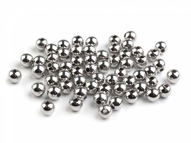 Plastic Imitation Pearl Beads Glance Metallic Ø6 mm