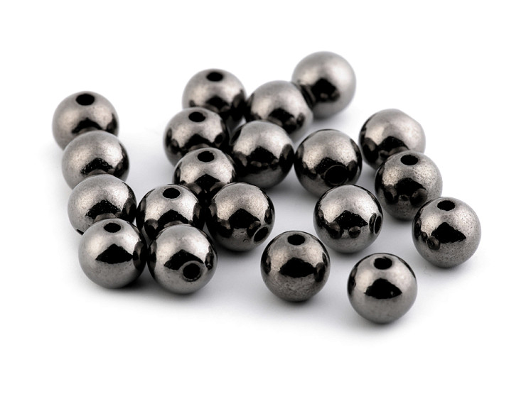 Perles en plastique scintillantes métallisées, Ø 8 mm