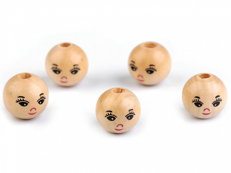 Wooden Beads with Face Ø14 mm