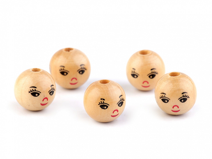 Wooden Beads with Face Ø18 mm