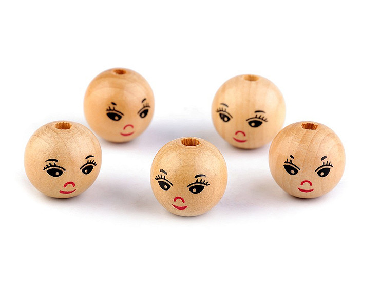 Wooden Beads with Face Ø22 mm