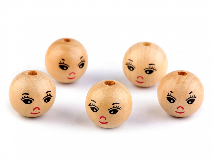 Wooden Beads with Face Ø22 mm