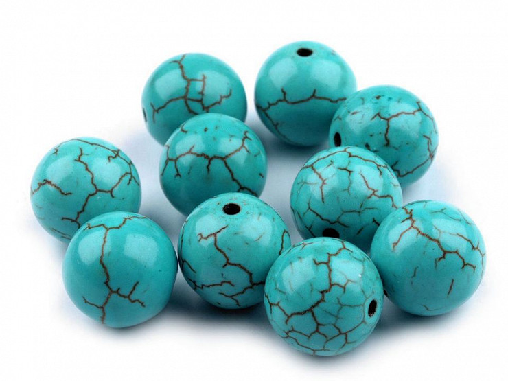Howlit Mineral Beads, imitation Turquoise Ø12 mm