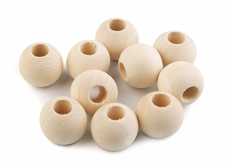 Round Unfinished Natural Wood Beads Ø20 mm for Macramé