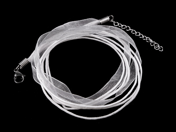 Bază colier organza și șnur cerat, 43 cm
