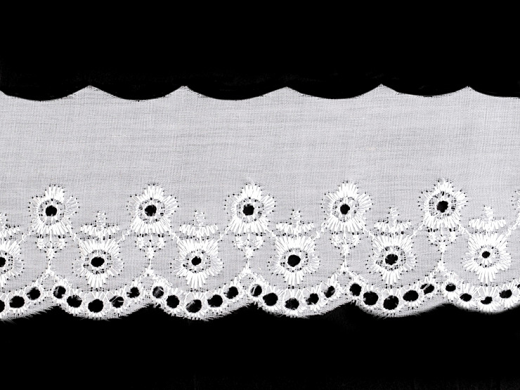 White Cotton Embroidery Anglaise Lace Trim Various Designs 38 mm wide 