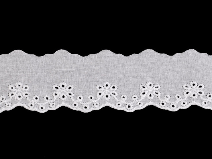 Bawełniana koronka - haft angielski szerokość 45 mm
