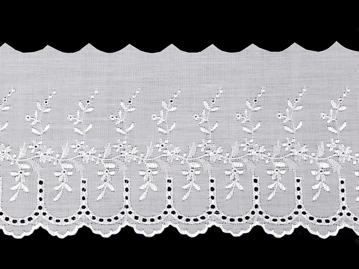 Ribete de encaje con bordado inglés de Madeira, ancho 12 cm