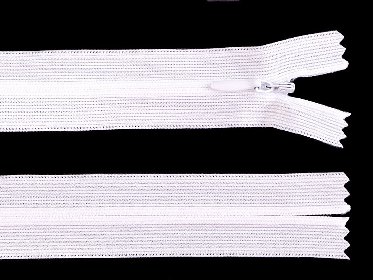 Spirálový zip skrytý šíře 3 mm délka 30 cm dederon