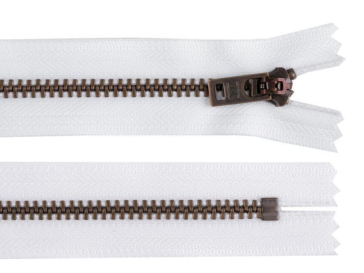 Kovový zips YKK No 5 dĺžka 18 cm staromosadzný (jeansový)