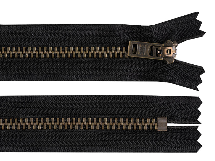 Kovový zips YKK No 5 dĺžka 18 cm staromosadzný (jeansový)