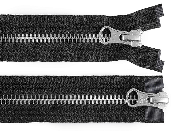Metal zipper YKK No 5 open-end 2 sliders / two-way, 50 cm for leather jackets