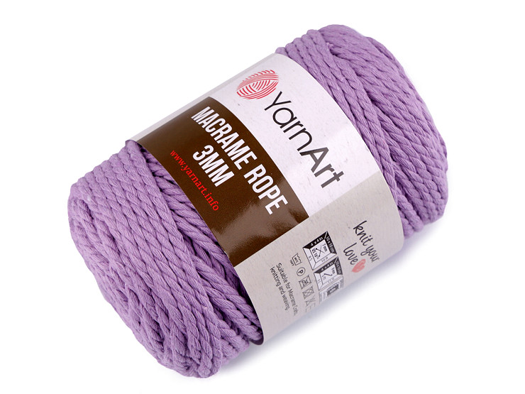 Corde Macramé pour tricot, 3 mm, 250 g, peignée