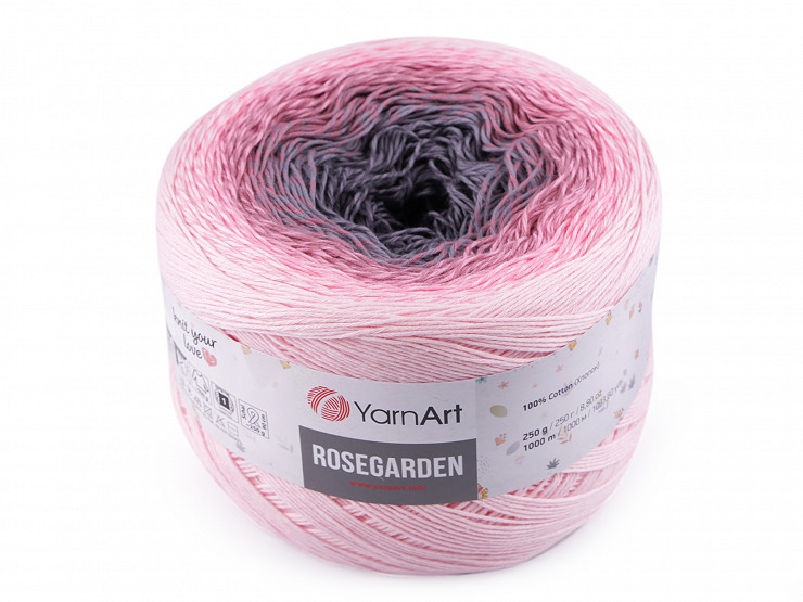 Fil à tricoter en coton Rosegarden, 250 g