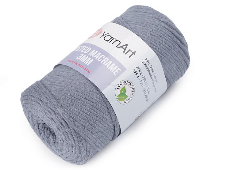 Twisted Knitting Yarn Macrame 250 g, combing