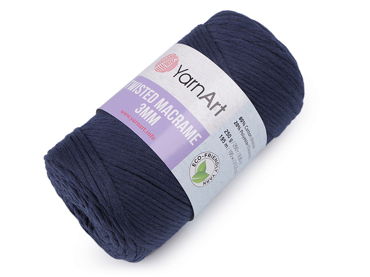 Twisted Knitting Yarn Macrame 250 g, combing