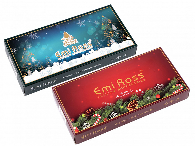Skarpetki motyw świąteczny w opakowaniu podarunkowym Emi Ross
