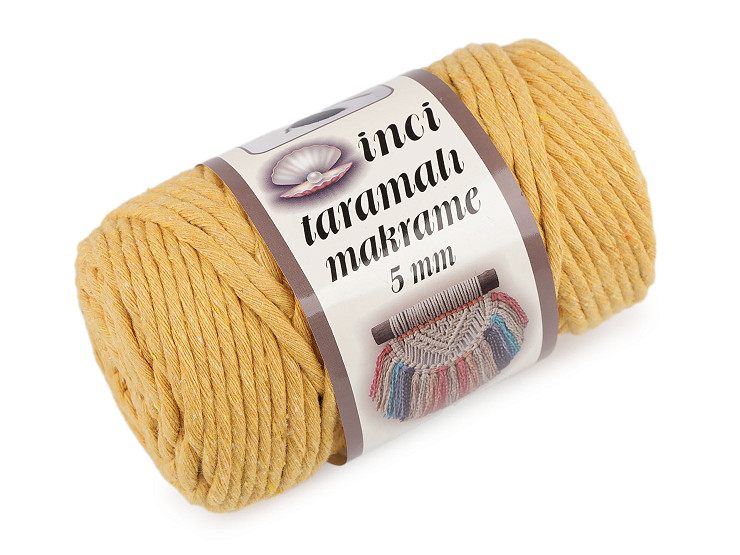 Fil de coton recyclé pour macramé, Ø 5 mm, peigné