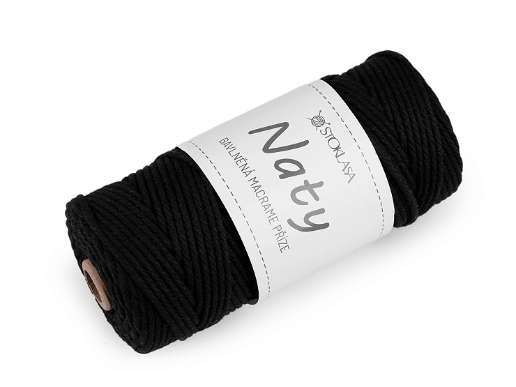 Pelote de laine en coton macramé Naty, Ø 3 mm, peignée