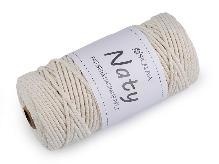 Pelote de laine en coton macramé Naty, Ø 3 mm, peignée