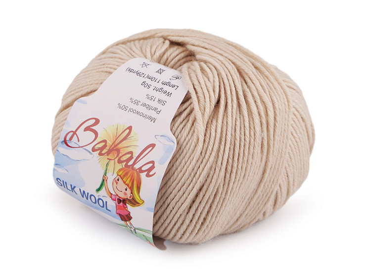 Wool, silk knitting yarn Babala 50 g