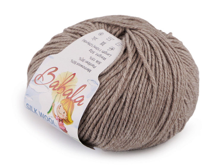 Wool, silk knitting yarn Babala 50 g