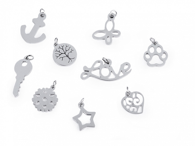 Stainless Steel Charm - heart, butterfly, snowflake, star, anchor