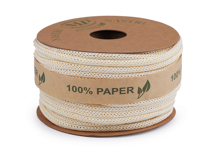 Cordon tressé en papier écologique, Ø 4 mm