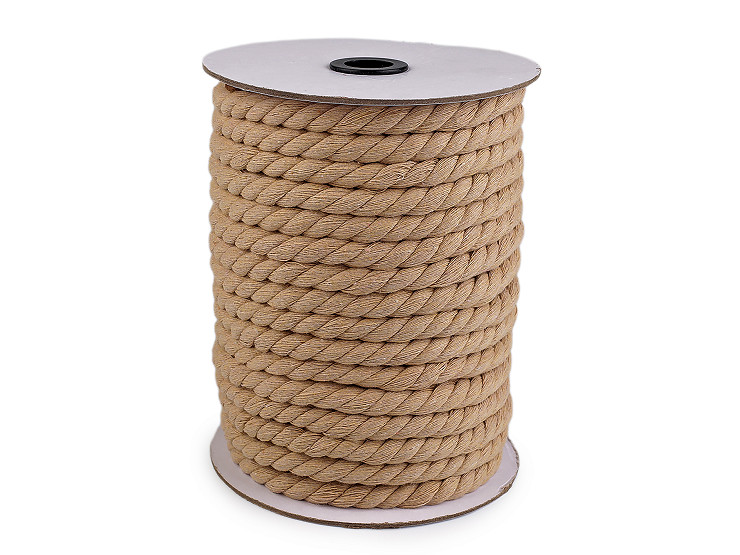 Bavlněná šňůra kroucená Ø12 mm, návin 29 m, macrame