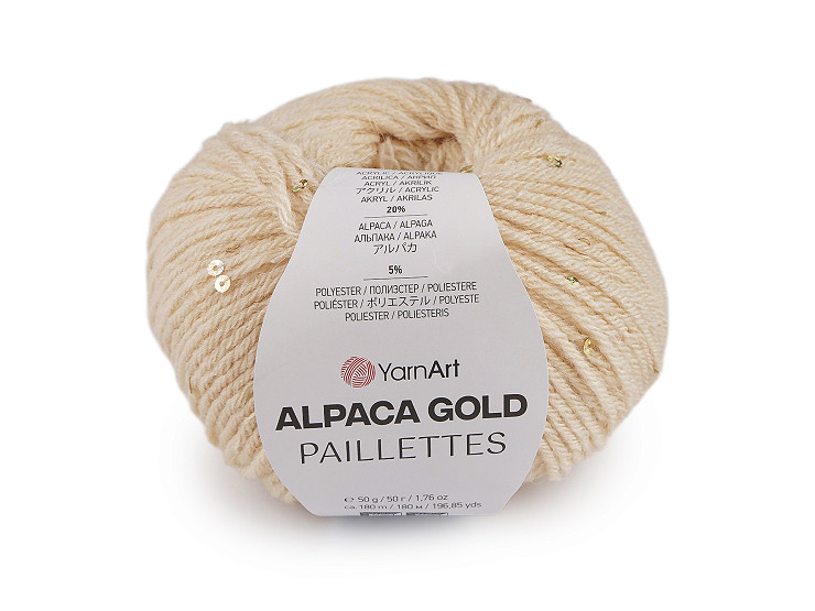 Knitting yarn Alpaca Gold with sequins 50 g