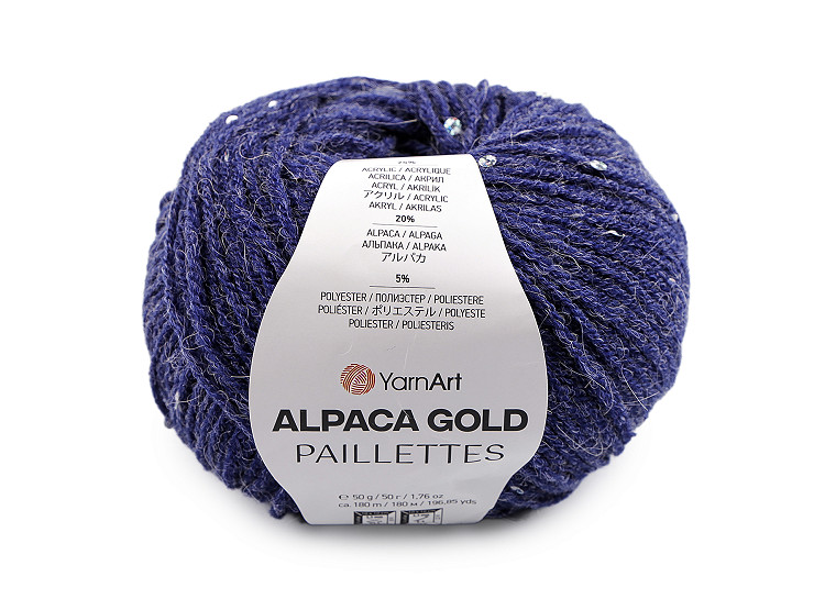 Knitting yarn Alpaca Gold with sequins 50 g