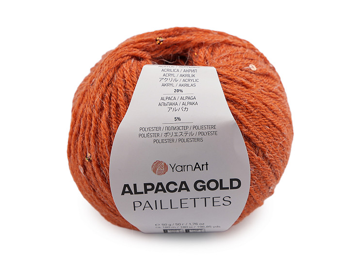 Knitting yarn Alpaca Gold with sequins 50 g